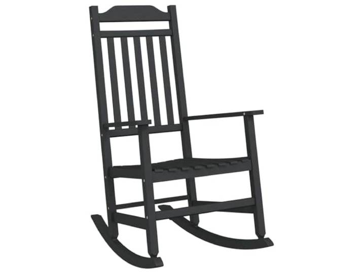 vidaXL Schaukelstuhl Schwarz 84 x 65 x 114 cm Harz Rustikaler Look, der in jeden Außenbereich passt, Aus Naturholz für langanhaltende Nutzung, Geräumiges Design,
