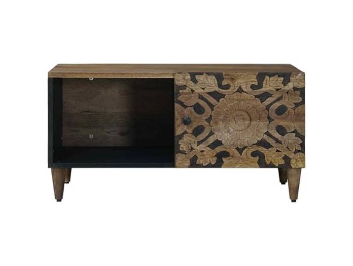 KTHLBRH Rechteckiger Couchtisch braun 80 x 50 x 40 cm Massives Mangoholz, pflegeleicht, natürliche Variation, für Wohnzimmer