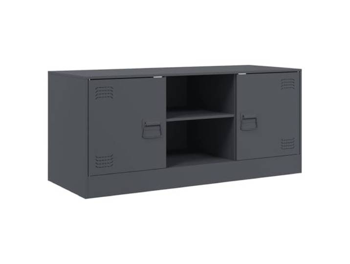 LKJephalotrope TV-Schrank Anthrazit 99x39x44 cm TV Lowboard Metall Stabiles TV Board aus Stahl für Wohnzimmer und Schlafzimmer mit 2 Türen und 90 kg Belastbarkeit.