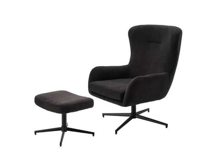 Lounge Sessel mit Hocker Aberdeen grau, Sessel 70 / Hocker 50xSessel 92 / Hocker 40xSessel 88 / Hocker 40 cm