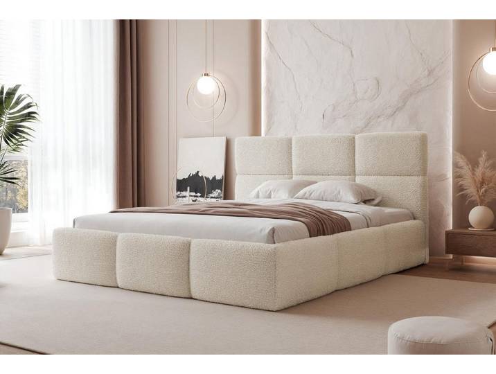 Compleo Polsterbett Elegant, Designbett, Luxus-Bett mit Lattenrost Bouclé CANDE