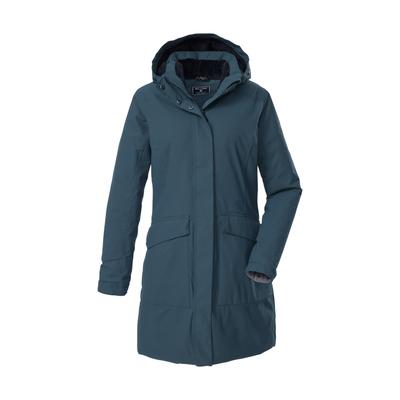 Parka KILLTEC "KOW 18 WMN PRK", Damen, Gr. 38, blau (hellpetrol), Obermaterial: 100% Polyester.Futter: 100% Polyester.Füllung: 100% Polyester, Jacken Parka, Wasser- und winddichter Parka, atmungsaktiv, verstellbare Details