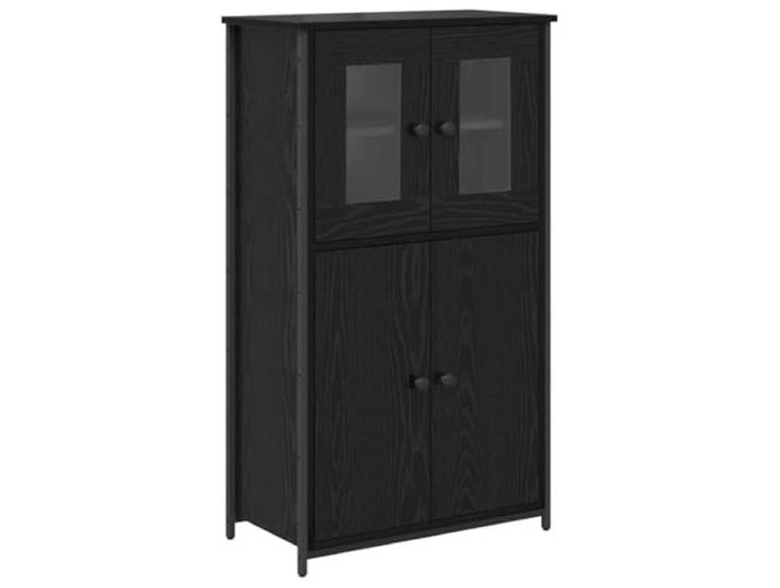 GHVBNMF Highboard Schwarz Eichen-Optik 62x32x106,5 cm Schlanker Schrank mit 4 Türen und Metallbeinen für Wohnzimmer oder Flur. Spendet viel Stauraum auf kompaktem Raum.