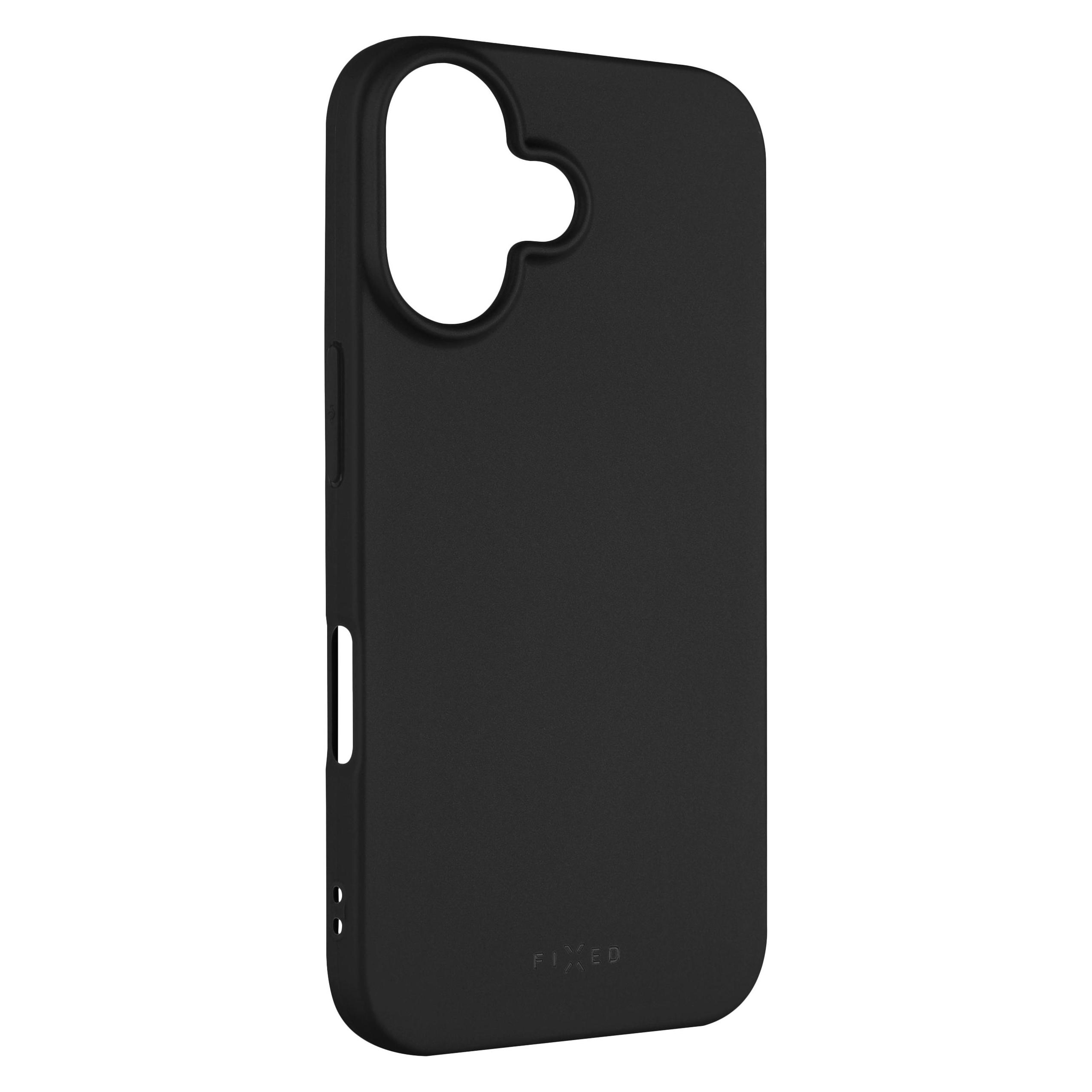 Fixed Rückseite aus gummiertem Cover Story für Apple iPhone 16 schwarz (Apple iPhone 16) (FIXST-1400-BK)