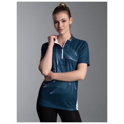 Poloshirt TRIGEMA "TRIGEMA Fahrradjacke mit Spiralförmigen Design", Damen, Gr. XXL, blau (saphir), 100% Polyester (recycelt), ohne Ausschnitt, Shirts
