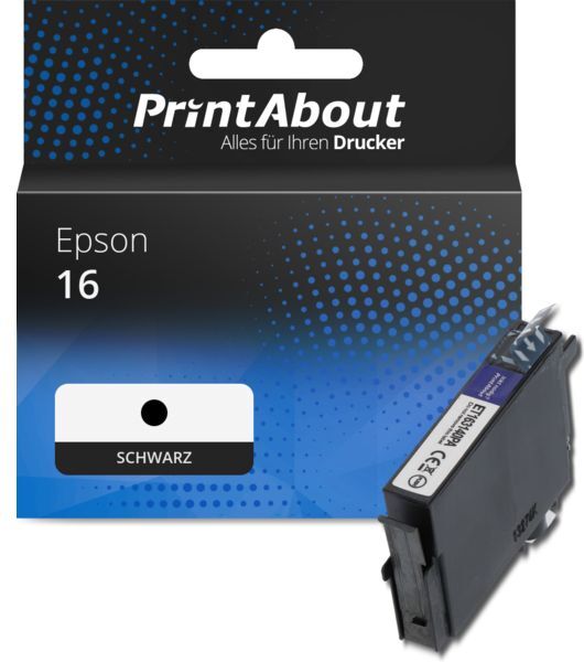 PrintAbout Druckerpatrone kompatibel mit Epson 16 (C13T16214012) - Schwarz