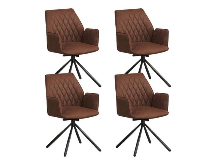 Ensemble de 4 Chaises de Salle à Manger Pivotantes Novan Industriel Tissu Brun – 180° Pivotantes