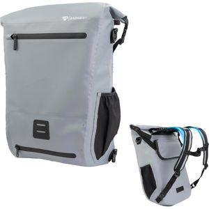 Radgeist Gepäckträgertasche RG-HB-GR-26, grau, 22 Liter, Rucksack, Umhängetasche, wasserdicht, reflektierend