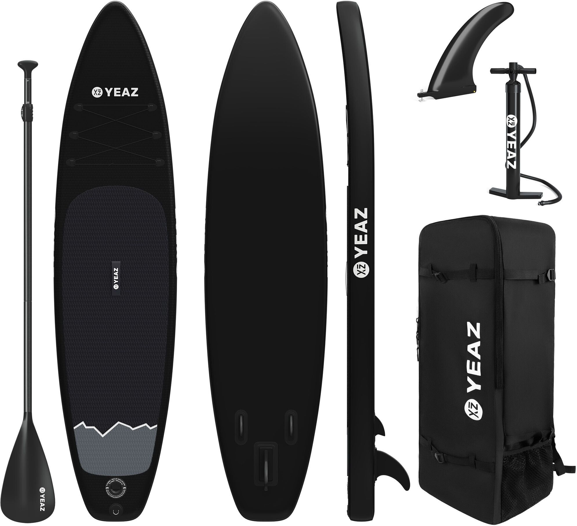 Inflatable SUP-Board YEAZ "SUP Board und Kit NELIO - EXOTRACE - SET", schwarz, Wassersportboards, Inflatable SUP-Board