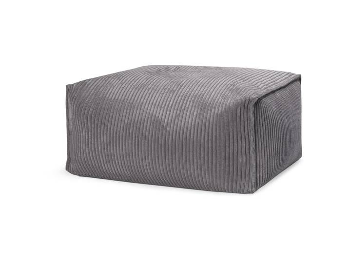 Pouf confort carré velours grosse cote gris anthracite 55x65x30cm