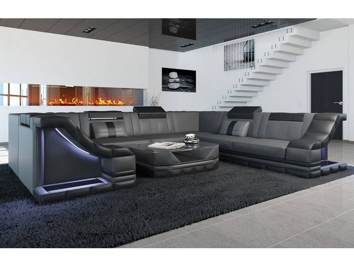 Mini Sofa Bianchi U-Form aus Leder