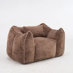 MODFU Sitzsack-Sessel Kunstfell Khaki mit Schaumstofffüllung
