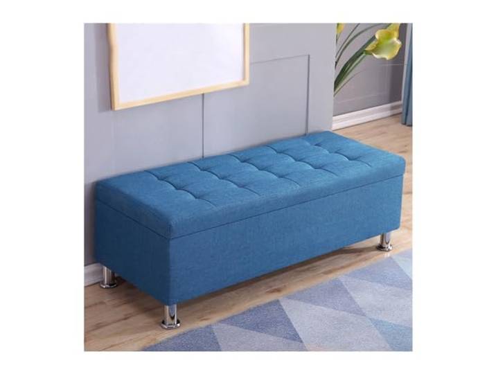 Zf9tBw5sH Bettbank Rechteckiger Sofahocker, Schuhputzhocker, Nachttischhocker, multifunktionale Aufbewahrung Sitzbank(Blue,30 * 30 * 35cm)