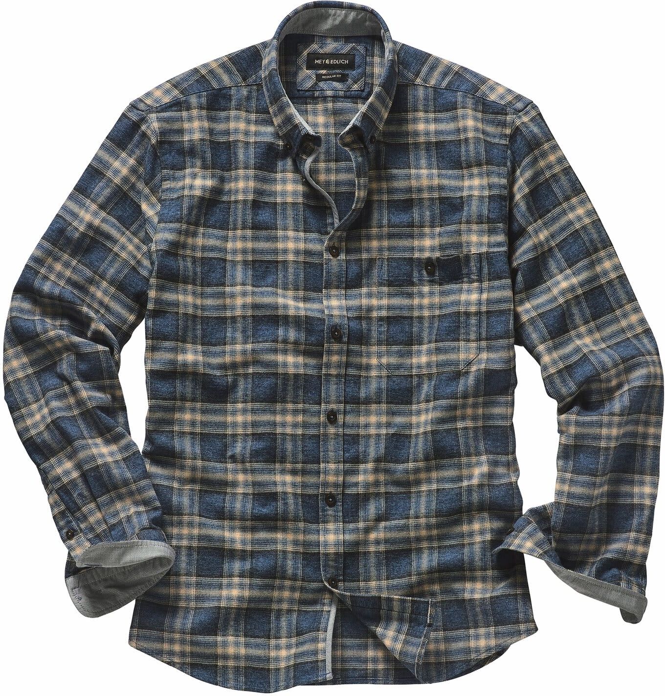 Mey & Edlich Geradliniges Flanellhemd Blau L