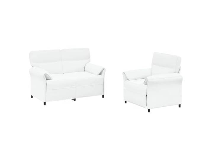 PUGYNBK Sofa-Set, 2 Stück, Weiß, Polyestergewebe, Metallrahmen Polyester-Polsterung, bequemer Schaumstoff, geschwungene Armlehnen, rechteckiges Design, für den täglichen Gebrauch