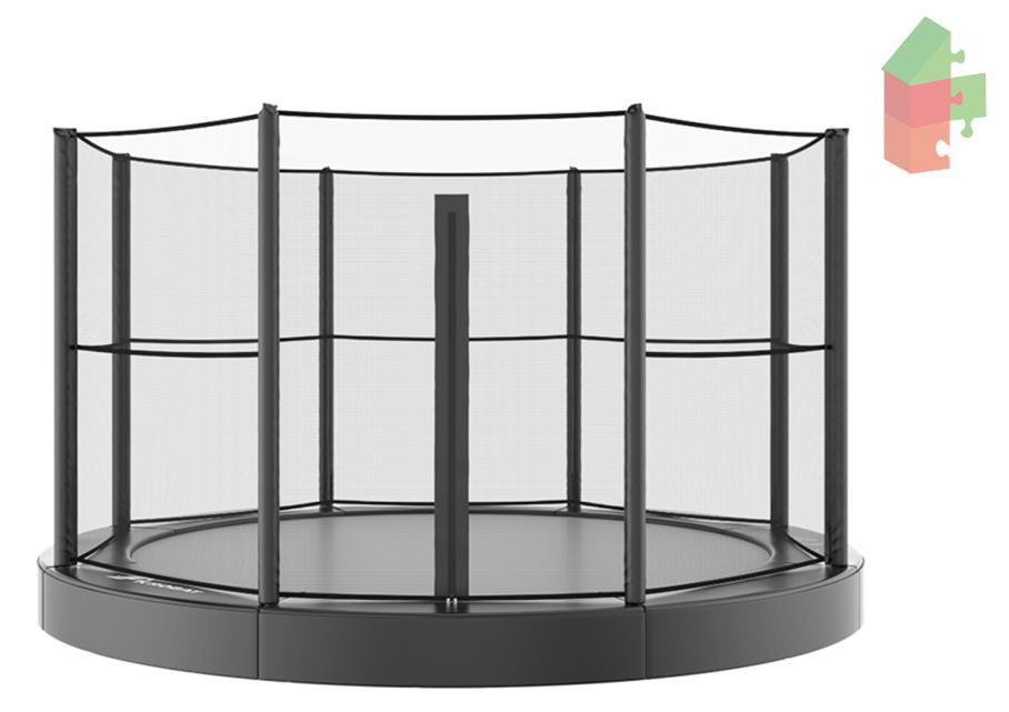 Trampolin AKROBAT ORBIT FLAT 430 (4,30 Meter Durchmesser) in Anthrazit, inklusive Sicherheitsnetz