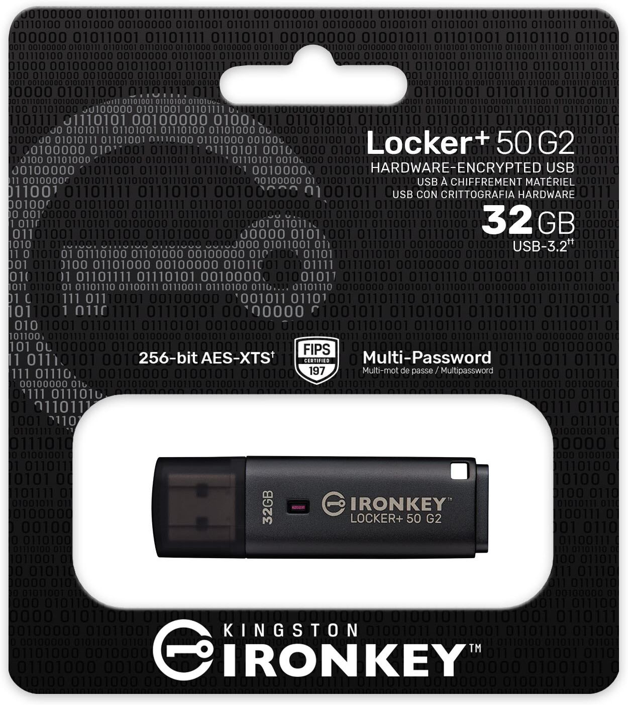 Kingston IronKey Locker+ 50 G2 AES-256 Encrypted USB 3.2 Gen 1 Flash Drive 32GB