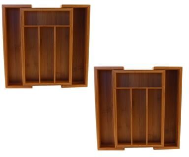 BergHOFF Bamboo 6-Slot Expanding Flatware Organizer, Set of Two