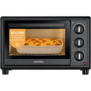 Severin Minibackofen TO 2079, mit Umluftfunktion, bis 230°C, 1600 Watt, inkl. Drehspieß & Pizzastein, 20 Liter