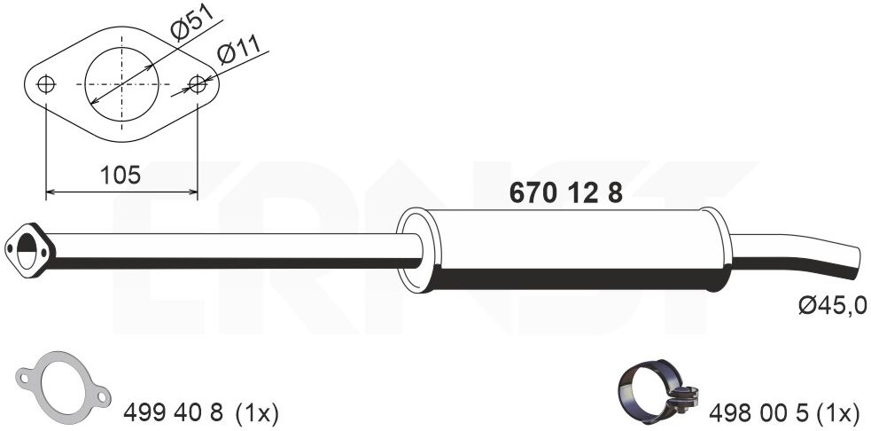 Ernst Vorschalldämpfer 670128 Für Mazda