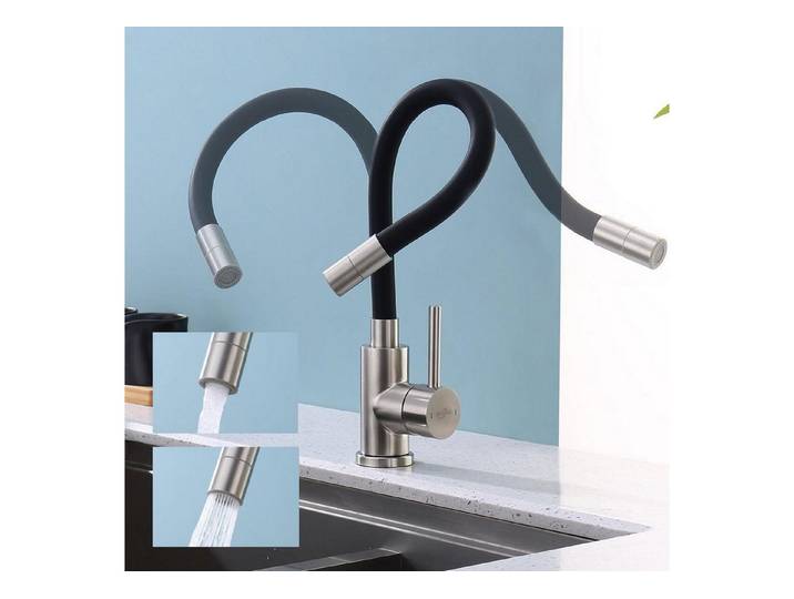LuxusKollektion Spültischarmatur Küchenarmatur flexibel schwarz (1-St)
