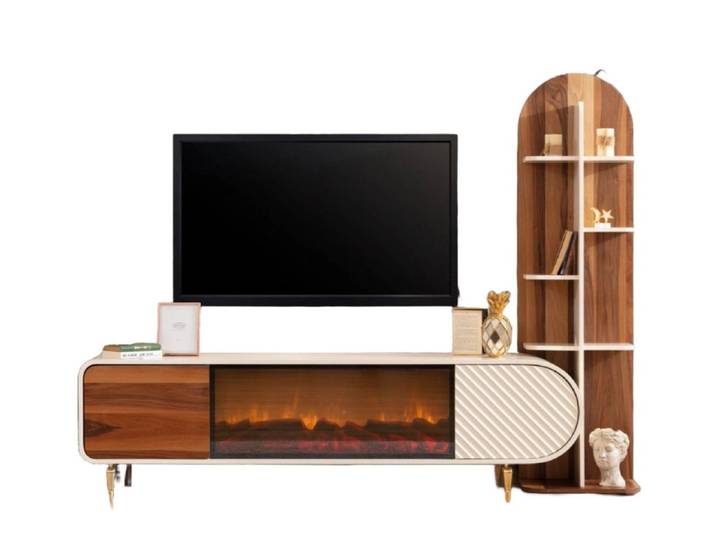 Xlmoebel Sideboard Holzschrank mit LED-Flammenbild für gemütliche Wohnzimmeratmosphäre (Sideboard, 1 St., Sideboard), Hergestellt in Europa