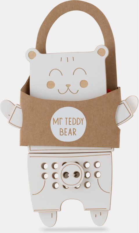 Milin Wooden Lacing Toy Mr. Teddy jouet d’éveil 22 cm x 17 cm x 0,7 cm 1 pcs