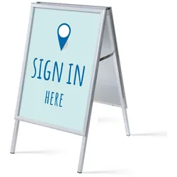 SHOWDOWN Displays Showdown Kundenstopper - DIN A1 - Komplett-Set - Sign In Here Englisch - Blau/Schwarz