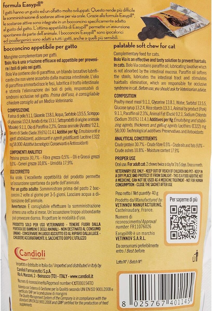 CANDIOLI Bolo Via Mangime Complementare per Gatti 40G