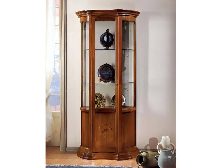 Xlmoebel Vitrine Luxus Holz Anrichte Design Schrank Braun Italienische Möbel (1-St., Luxus Vitrine Holz Braun) Made in Europa