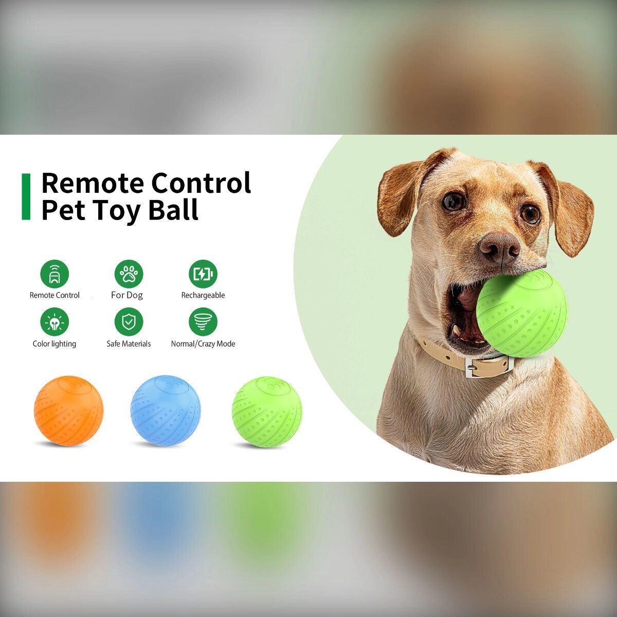 INF Elektrischer Hundeball mit patentiertem TPU, Type-C-Laden und bewegungsaktiviertem interaktivem Spiel Orange