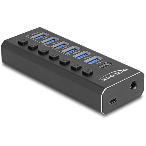 Delock 7Port USB Hub mit 3 Ports 10 Gbps und 4 SchnellladeP