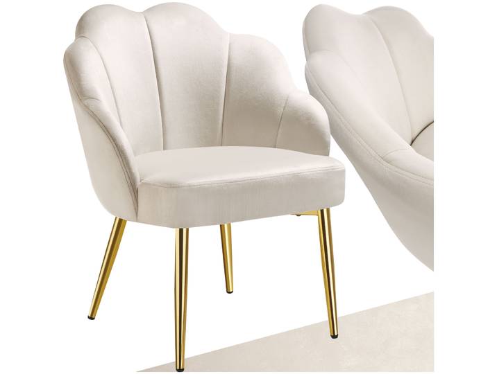 Cocktailsessel Hellen, gepolstert mit Samtbezug - creme/gold, pro Stück