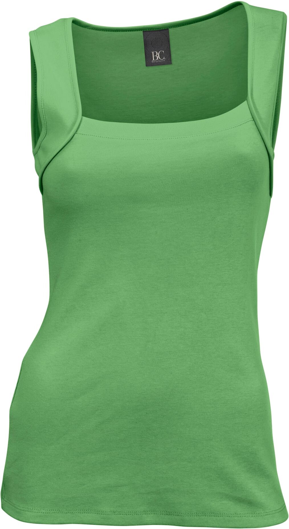 Shirttop HEINE, Damen, Gr. 34, grün, 100% Baumwolle, unifarben, eckiger Ausschnitt, Tops Shirttop grün 34