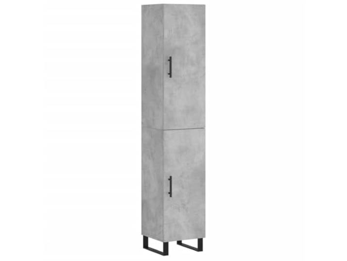GHVBNMF Highboard Betongrau 34,5x34x180 cm Schrank Holzwerkstoff Schlankes Design für Wohnzimmer und Flur: Kompaktes Standregal mit Türen und stabilen Metallfüßen für Ordnung.
