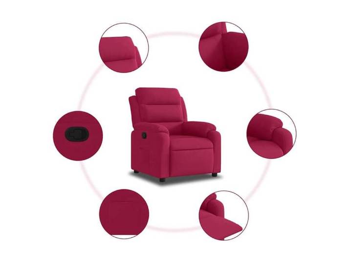 Fauteuil inclinable rouge bordeaux velours_2 ans garantie_45996