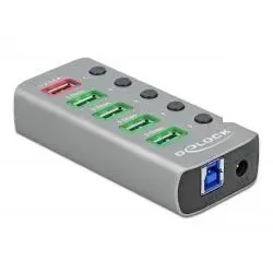 DeLOCK Externer USB 3.2 Gen 1 Hub mit 4 Ports und USB-A + 1 Schnellladeport