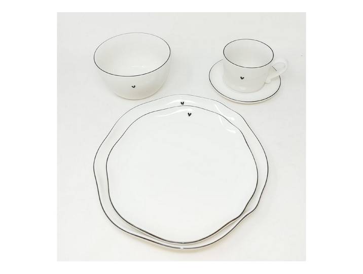 Bastion Collections Kombiservice Schwarzes Herz, Keramik, Spülmaschinengeeignet, Weiß, Herz, H: cm