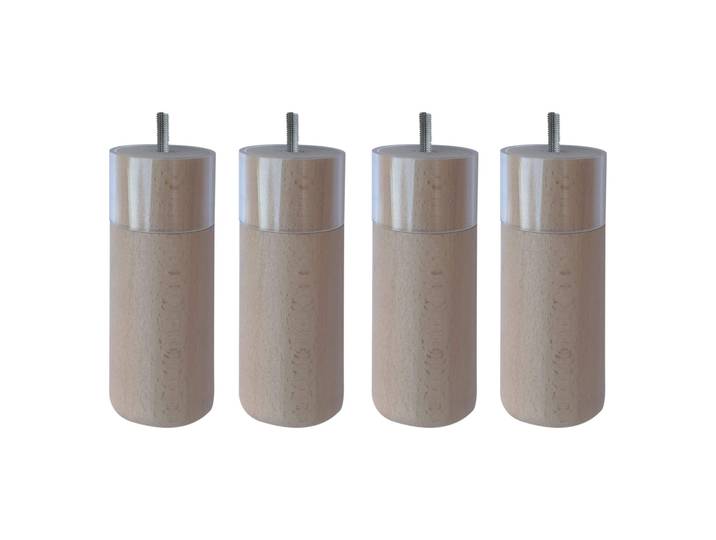 4 pieds cylindriques anti-punaise bois naturel 19 cm