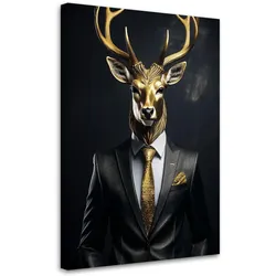 WANDBILD hirschtiere im anzug