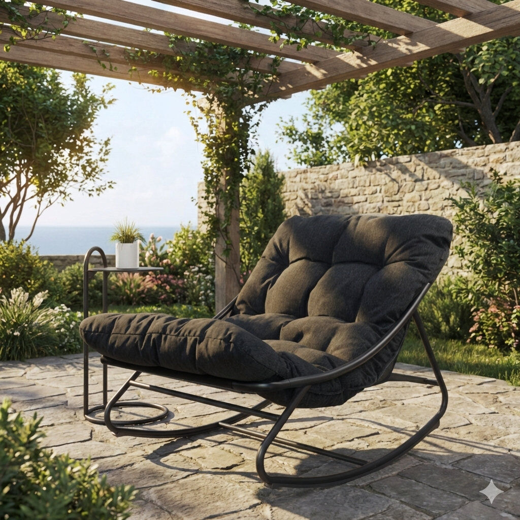 GRAND PATIO Samba Outdoor Chair Dark Grey/Black 69.2cm H X 78.1cm W X 107.3cm D