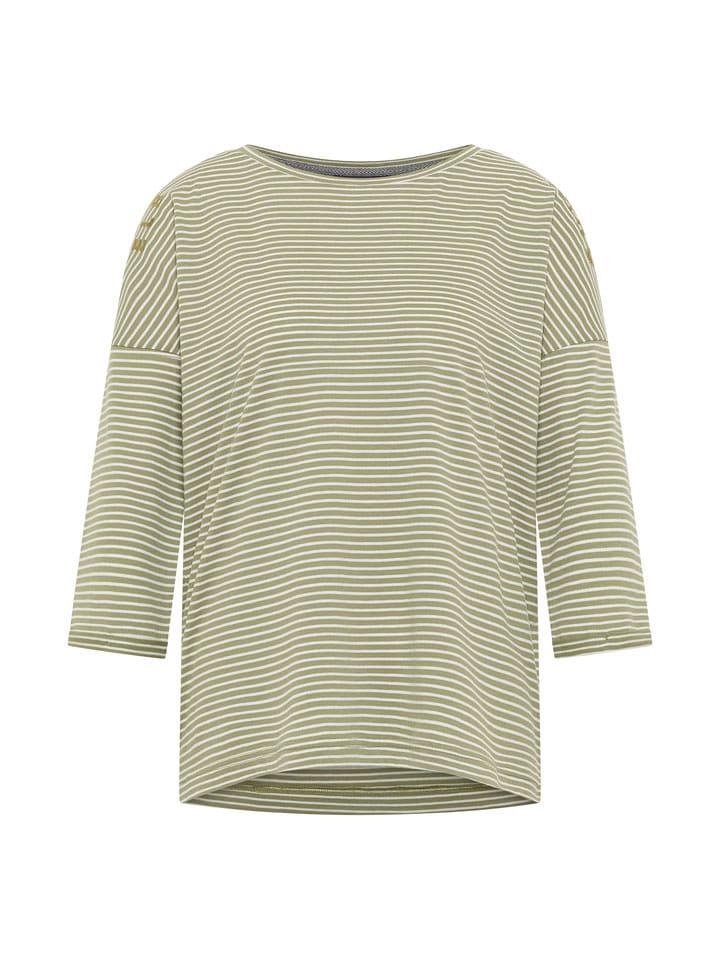 ELBSAND Longsleeve "Veera" in Grün/ Weiß - S