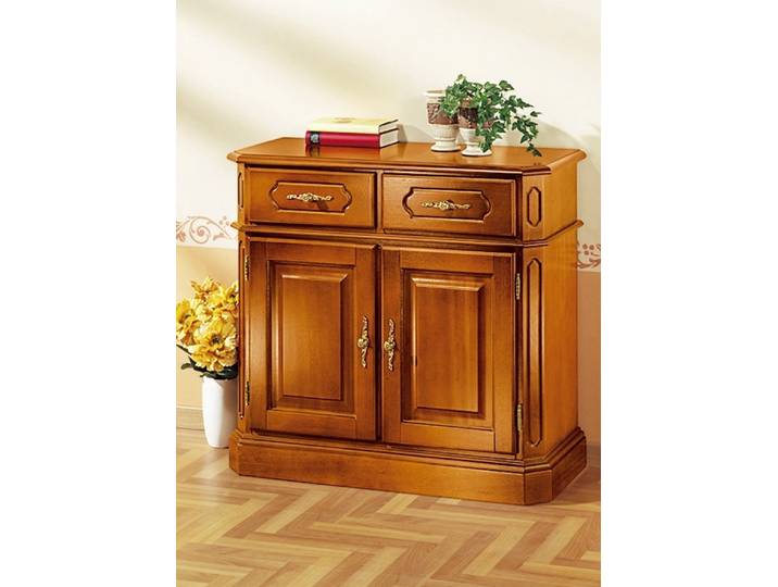 Kommode mit eleganten, goldfarbenen Metallgriffen, Kirschbaum, Kommode 2-türig