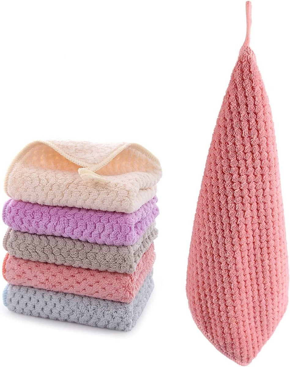 Set van 5 superabsorberende en sneldrogende hangende handdoeken voor de badkamer en keuken