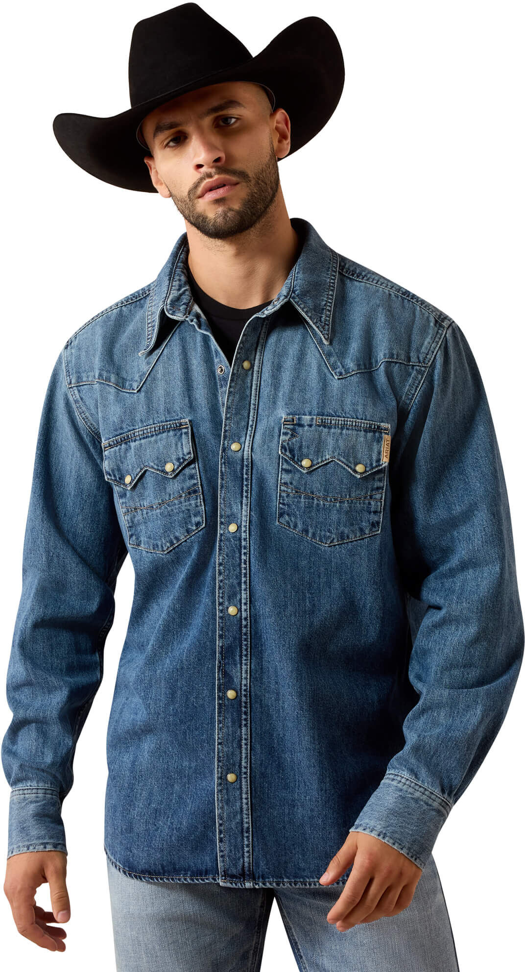 Men's Sawtooth Denim Retro Fit Shirt in Rusty, Size: Large by Ariat