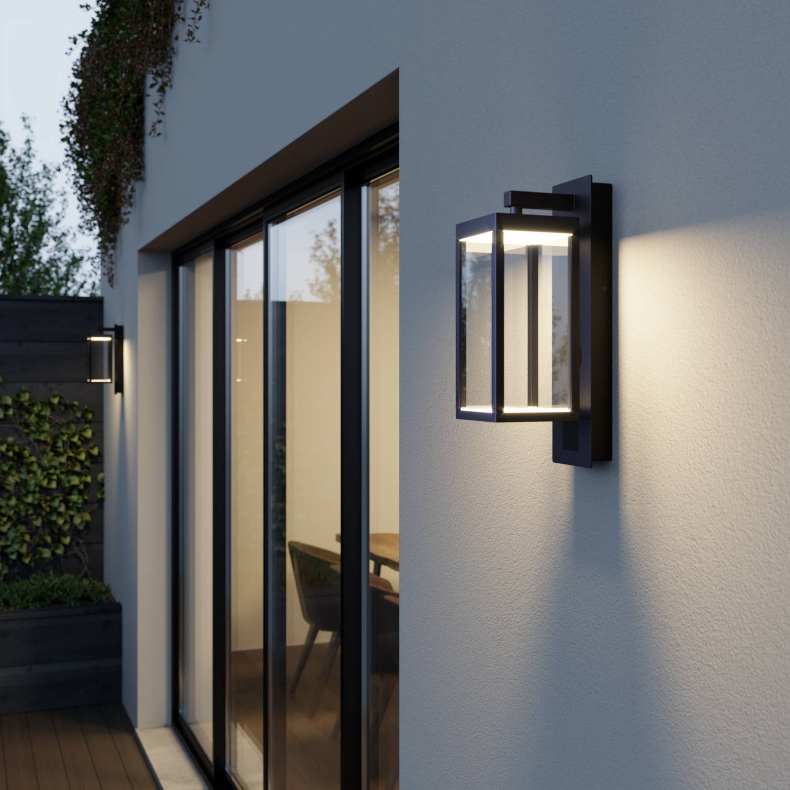 LED Outdoor Wall Light Ferdinand Lucande, Black, Aluminium, Modern, Outdoor Wall Light