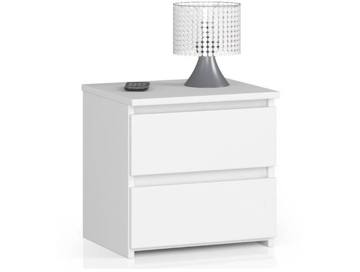 Table de chevet AKORD CL2 Blanche 40 cm 2 tiroirs façade Blanche 40x35x40 cm