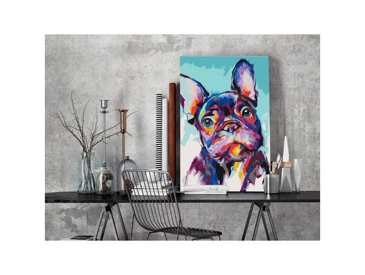 Peinture par numéro - Bulldog Portrait Lin Multicolore 40 x 50 x 3cm