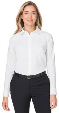 Devon & Jones DG505W Women's CrownLux Performance Spencer Poplin Dress Shirt in White size XS   Triblend
