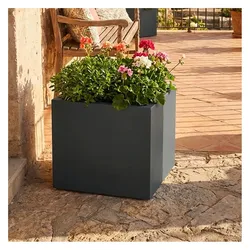 Ethick, Blumentopf, Blumentopf Quadratisch 47cm in Anthrazit, Pflanzkasten 51L aus Kunststoff für Innen & Aussen (47 x 47 x 40 cm)